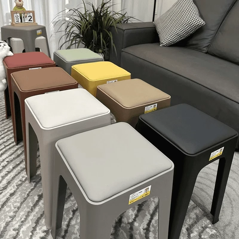 【2张起包邮】新疆包邮轻奢加厚软包凳子高颜值可叠放餐桌凳高板凳