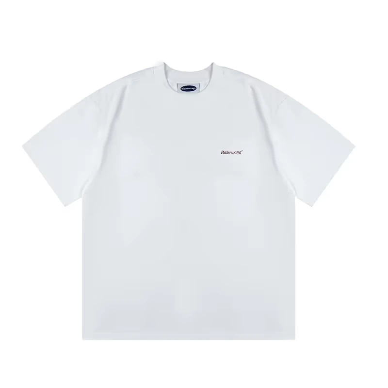 纯棉重磅男士背后字母印花设计百搭纯棉夏季短袖T恤潮流行休闲