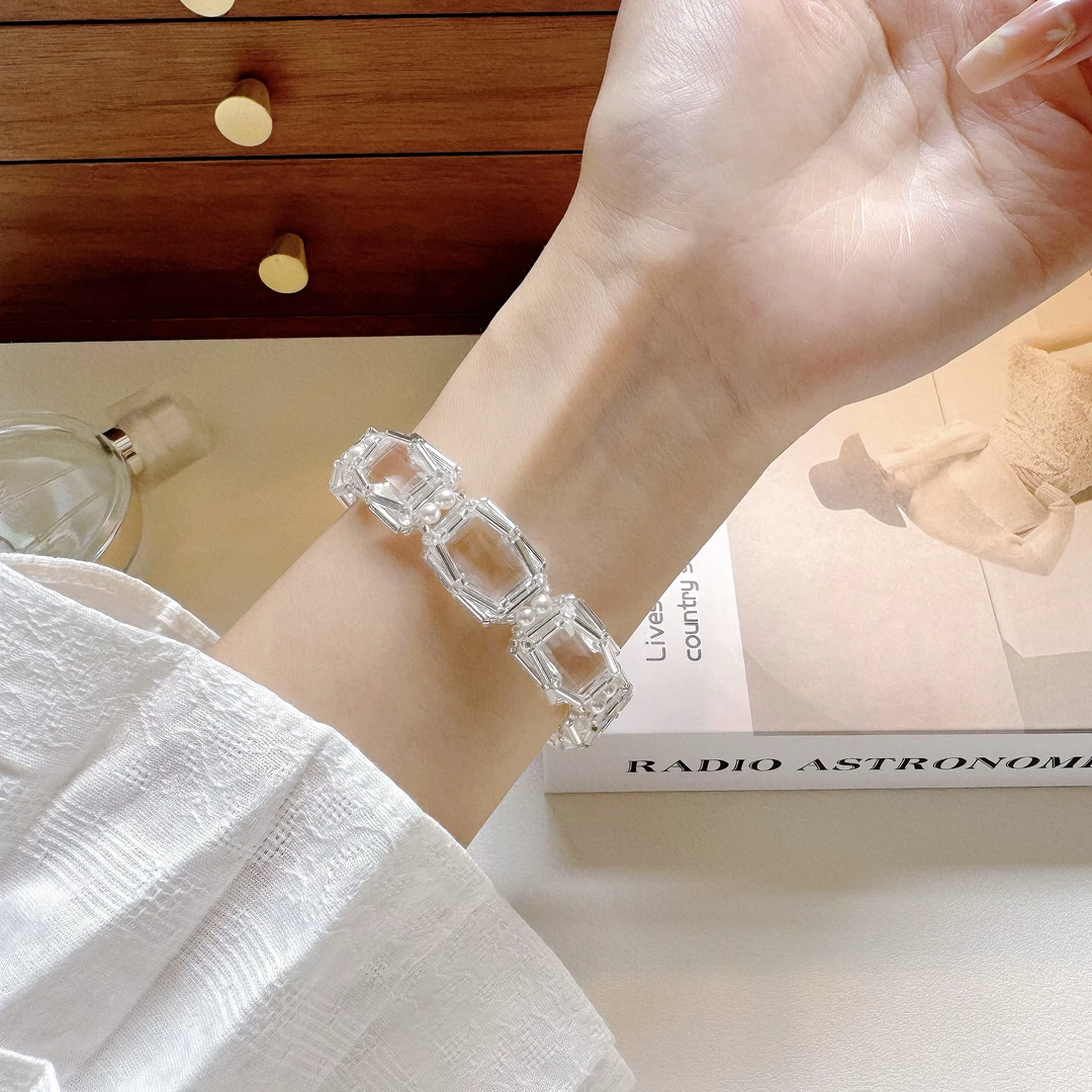 非金属玻璃手链 【SL150材料包】清透仙女冰糖包钻串珠手链