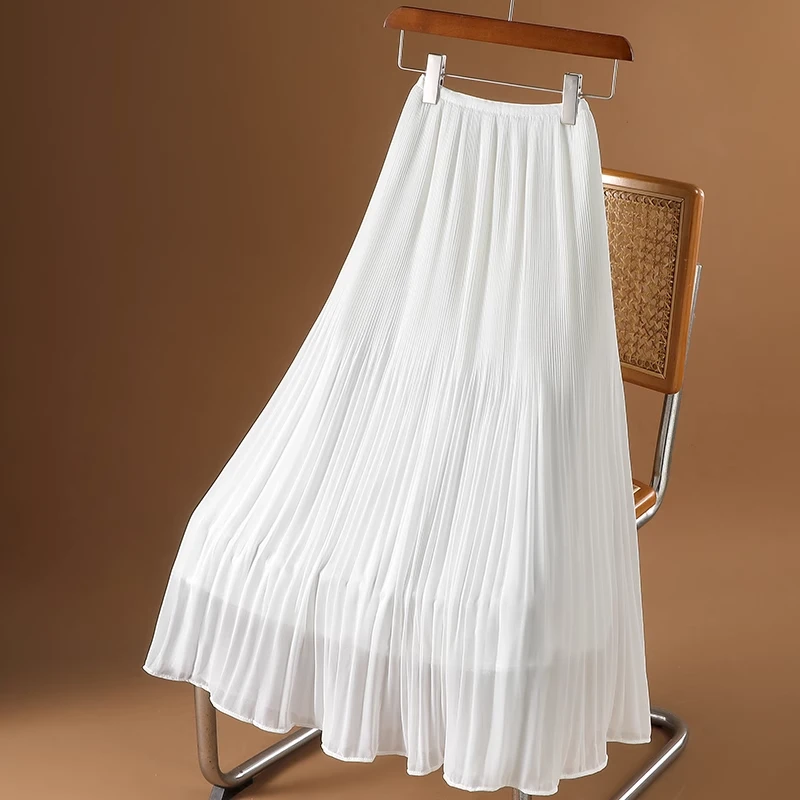 法式百褶裙女夏季2025新款气质显瘦垂感半身裙百搭a字大摆长裙