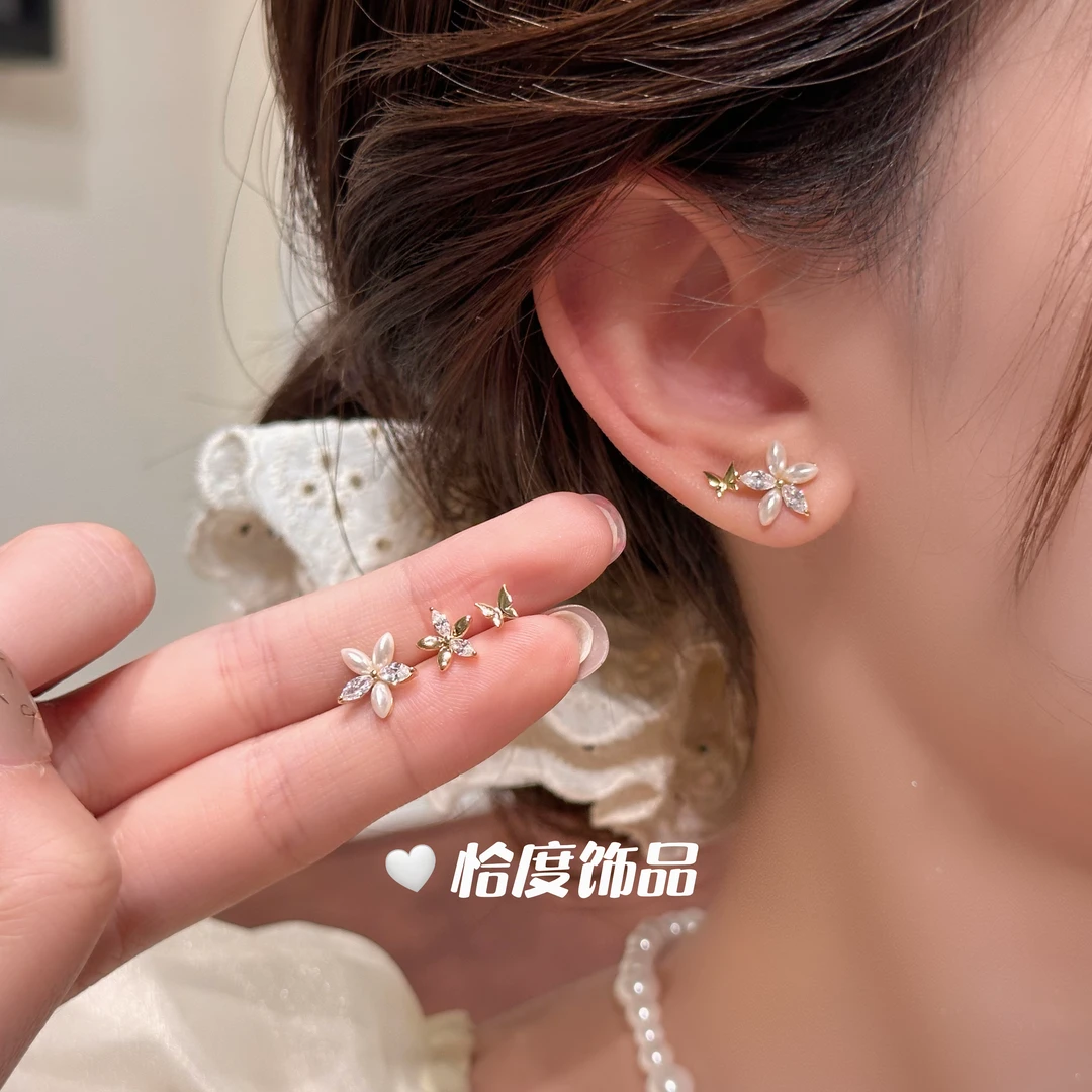 铜合金仿珍珠耳饰 【恰度】甜美精致六件套小众设计高级感耳饰