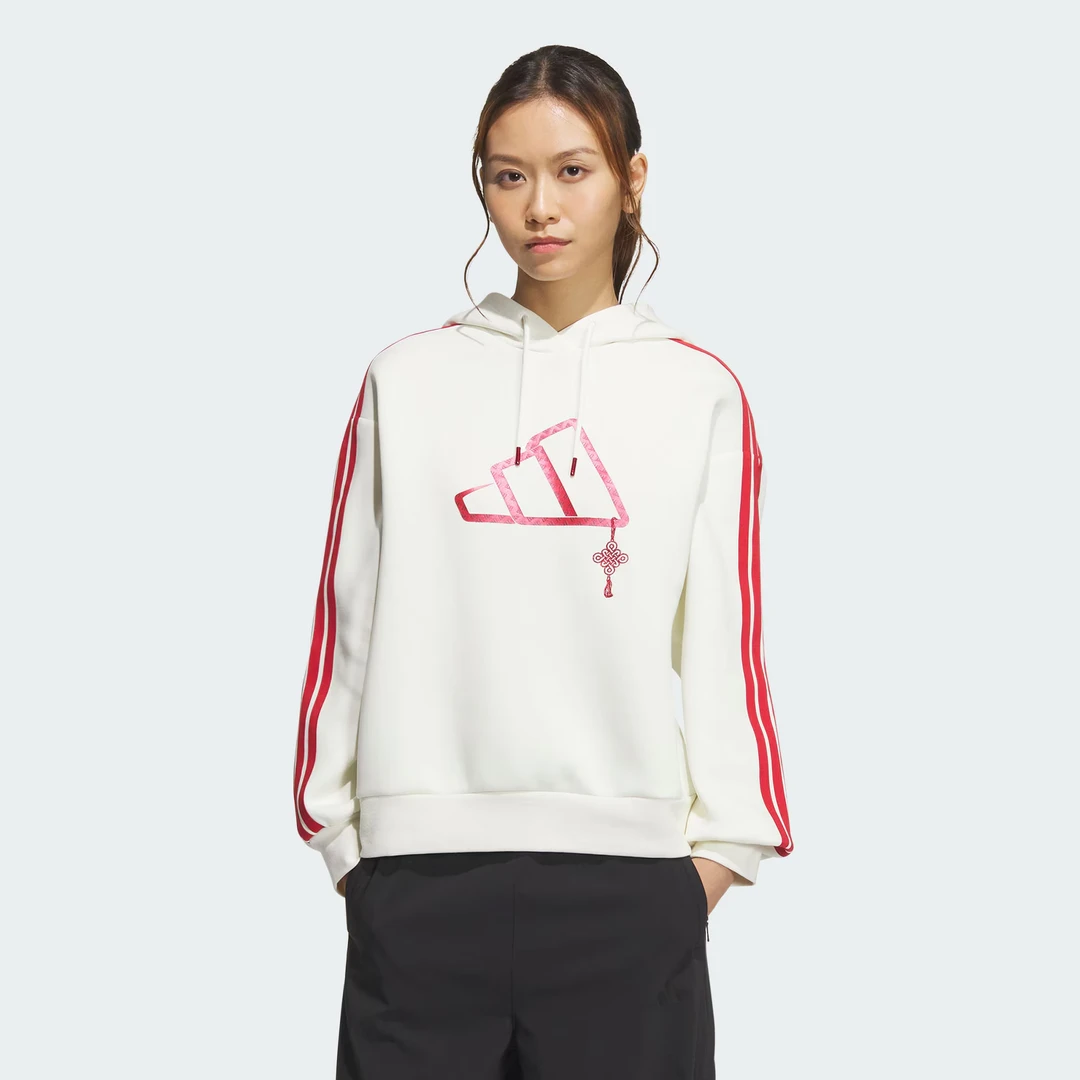 adidas/阿迪达斯女子蛇年双面针织运动休闲连帽卫衣套头衫JZ1638