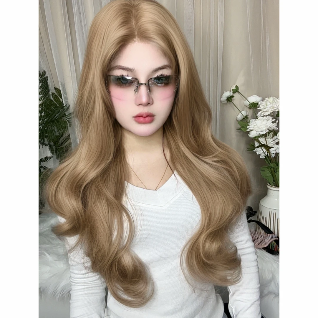 【no退no换】【混血芭比】中分前额蕾丝大波浪卷发全头套假发