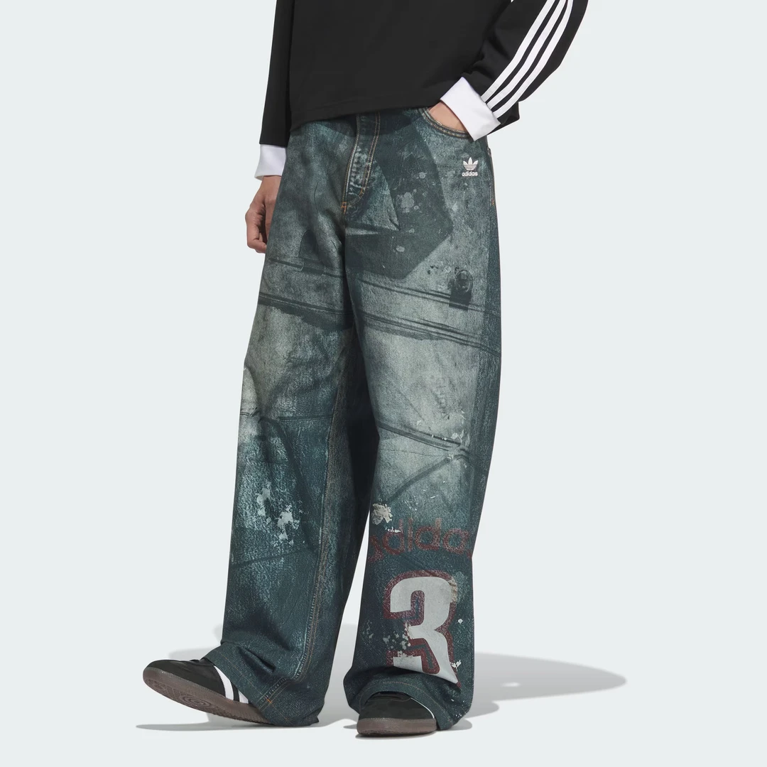 adidas/阿迪达斯TEAM PRINT DENIM TROUSERS 牛仔运动裤 KC2691