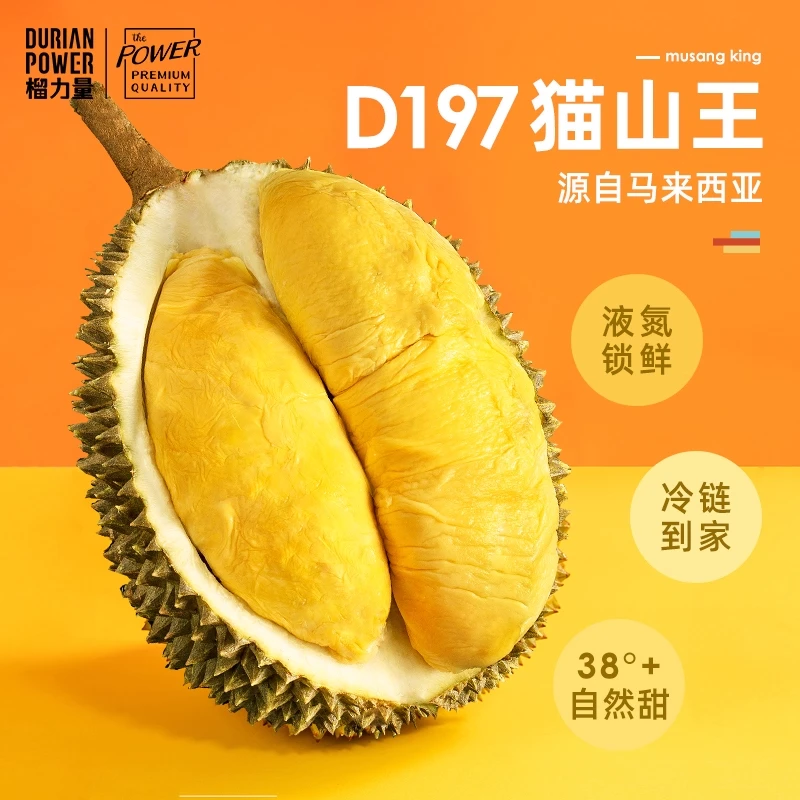马来西亚D197猫山王液氮榴莲自然成熟（24小时售后）猫山王马来西亚