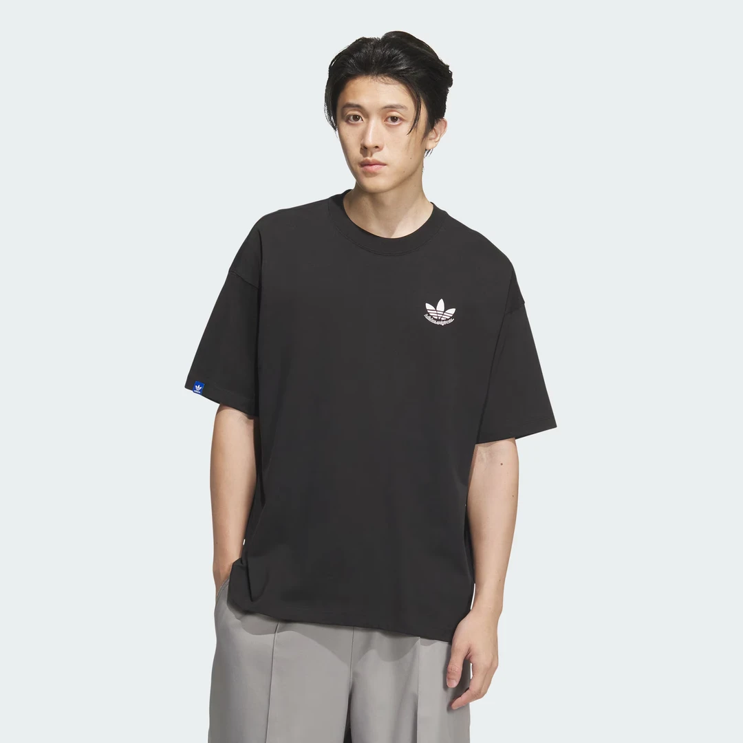 adidas/阿迪达斯男子经典纯棉运动短袖宽松罗纹圆领针织T恤JN1669