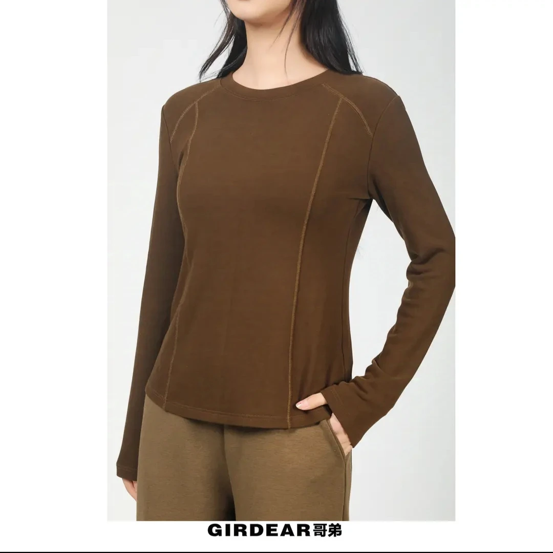 GIRDEAR/哥弟秋冬双面磨毛双面绒打底衣修身时尚休闲长袖1300990