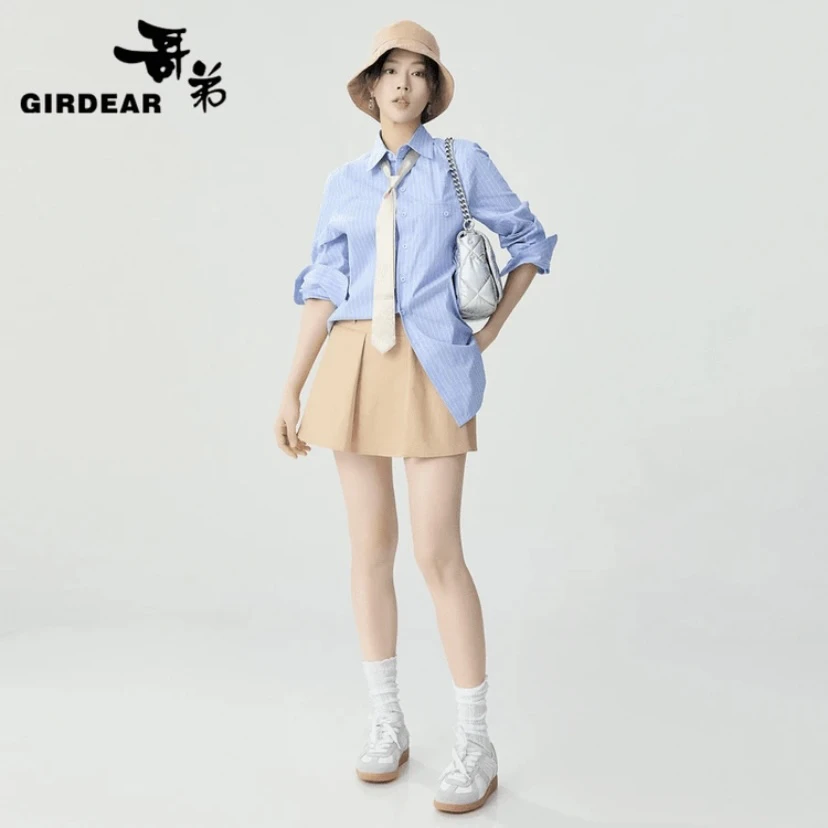 GIRDEAR/哥弟新款时尚梨形身材福音西装褶裙辣妹短裙女1200382
