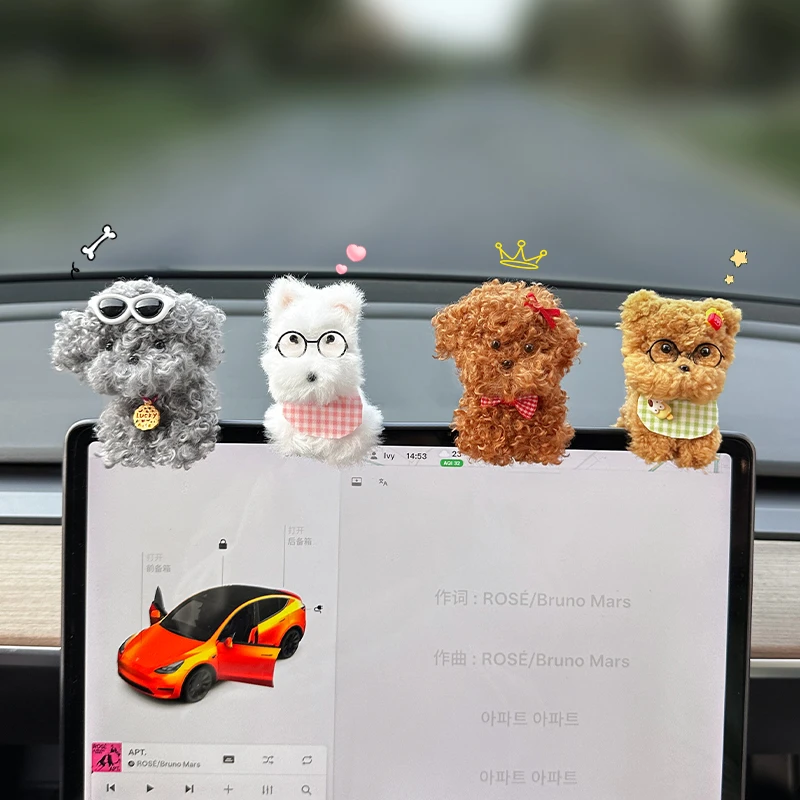 奔腾小马汽车中控台显示屏装饰泰迪比熊屏幕玩偶公仔摆件
