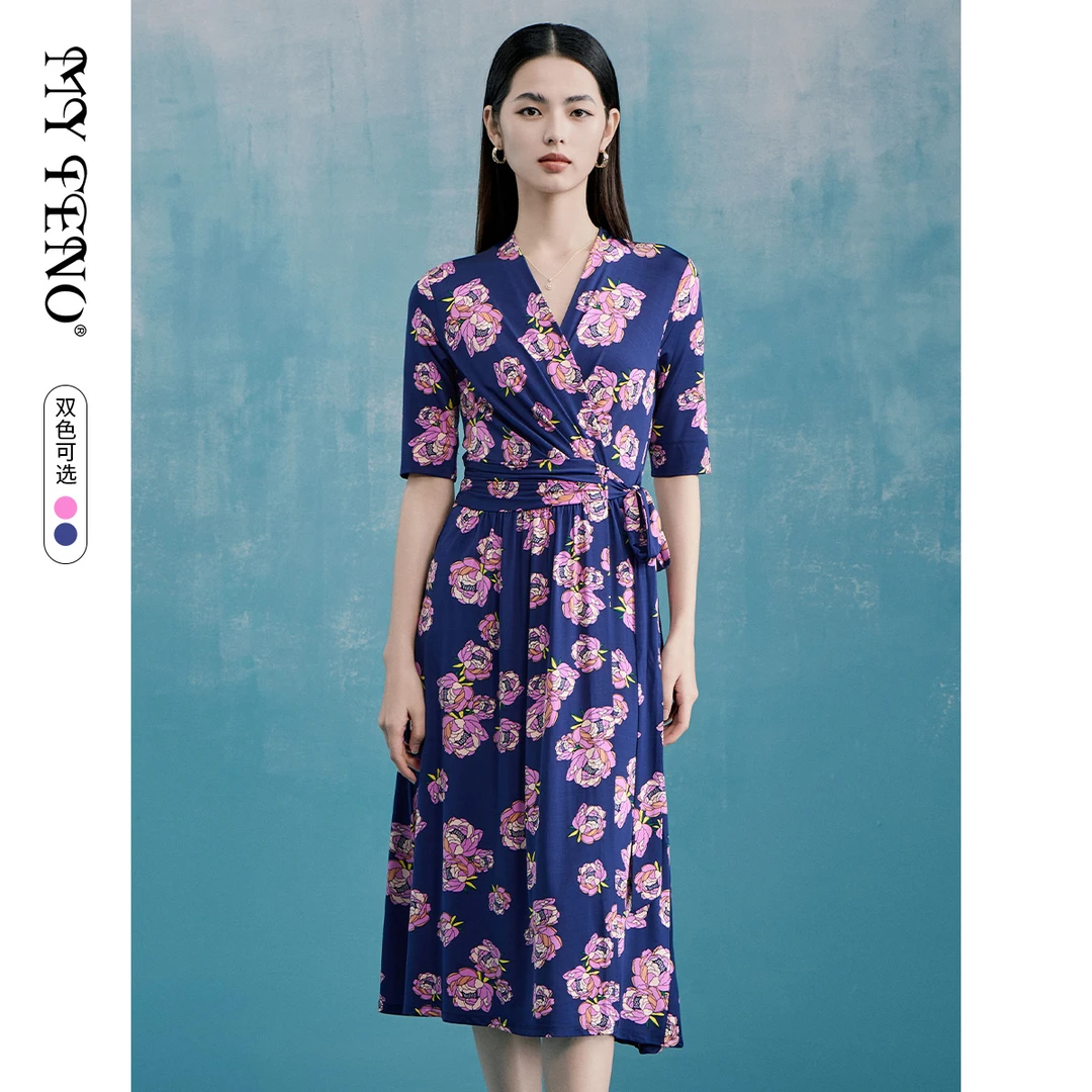 MY TENO/马天奴女装连衣裙气质时尚夏季复古印花优雅VDS729DRX0