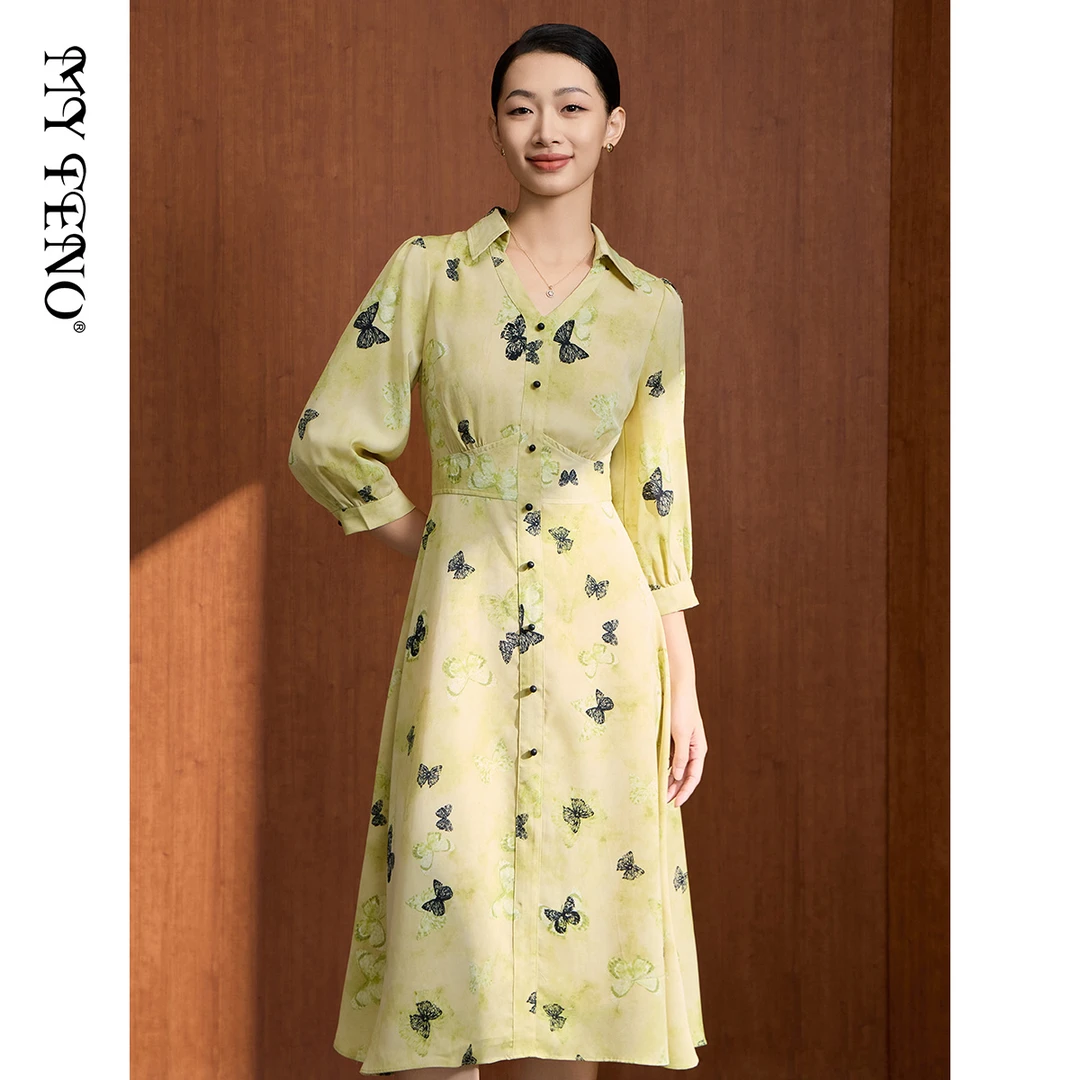 MY TENO/马天奴VDA682DRX0复古中式印花气质文艺长款女装连衣裙