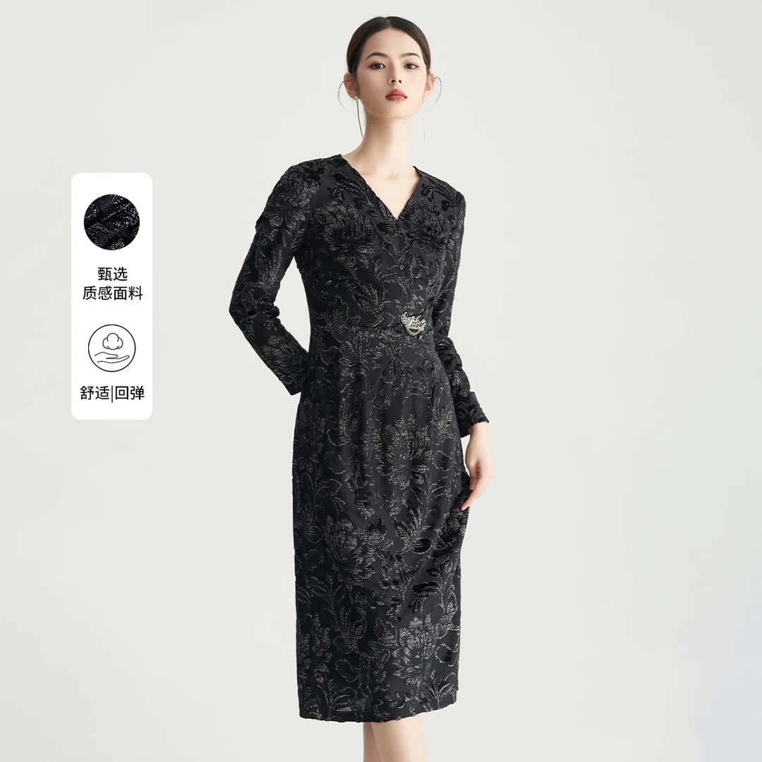 MY TENO/马天奴欧美碎花裙舒适回弹印花质感显瘦复古收VRA555DRX0