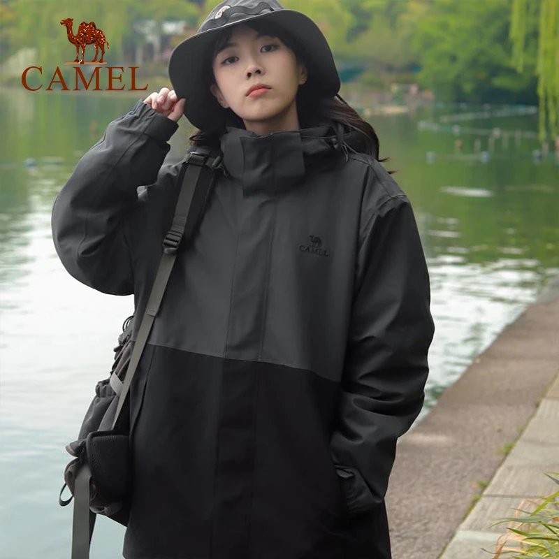 CAMEL/骆驼加厚保暖冲锋衣男外套防水户外服装U1W2TR345