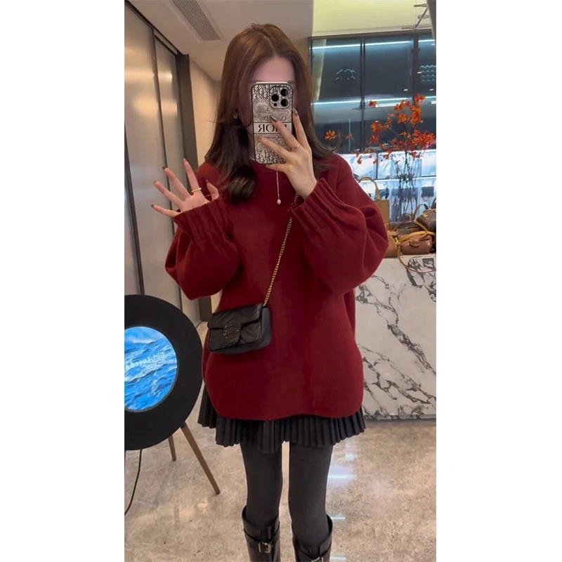 冬装搭配一整套2024秋冬新款圣诞新年红上衣时尚套装女装