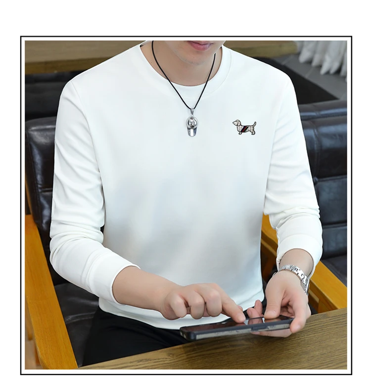 左胸小狗卫衣 秋季男士休闲百搭圆领时尚长袖卫衣男秋款上衣