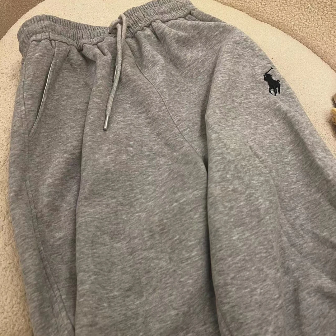 Dawei【百搭花灰】韩版春季时尚纯色休闲抽绳灰色运动裤潮宽松显瘦