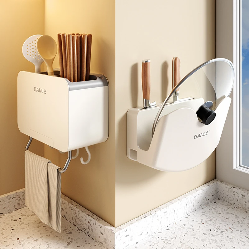 筷子收纳盒壁挂式免打孔筷笼筷筒篓多功能家用刀架收纳厨房置物架