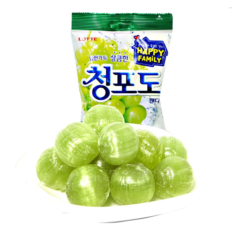 韩国进口乐天青葡萄味硬糖153g/袋装糖果小零食水果糖便携
