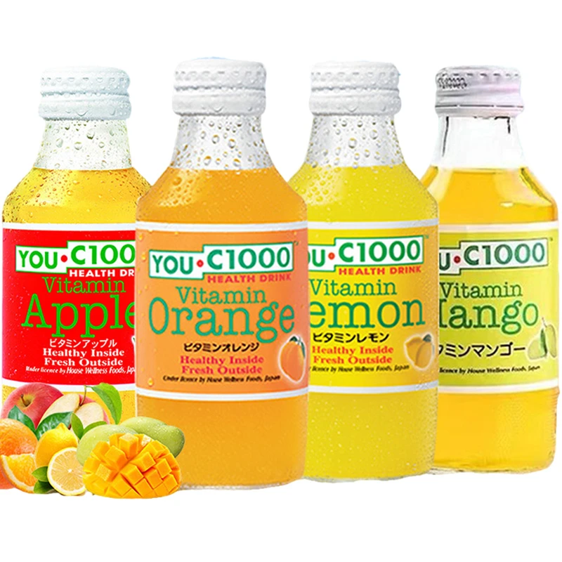 YOU.C1000印尼进口柠檬汁橙汁碳酸饮料汽水140ml/瓶玻璃瓶饮料夏日必备饮品