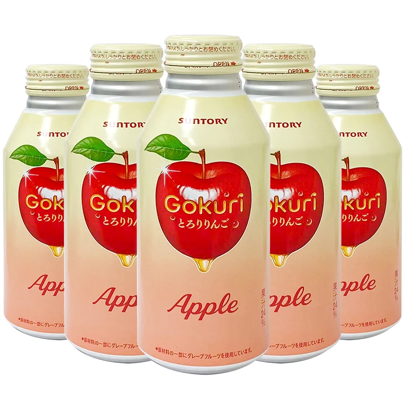 日本进口三得利飘逸苹果汁400g/铝罐瓶装果汁饮料