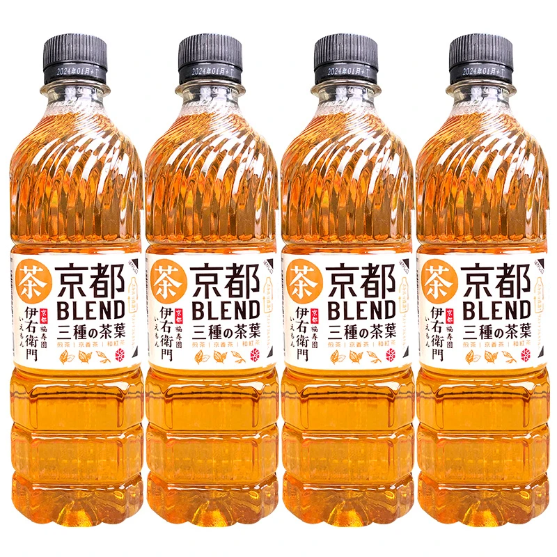 日本进口三得利京都福寿园伊右卫门混合茶饮料600ml/瓶红茶绿茶