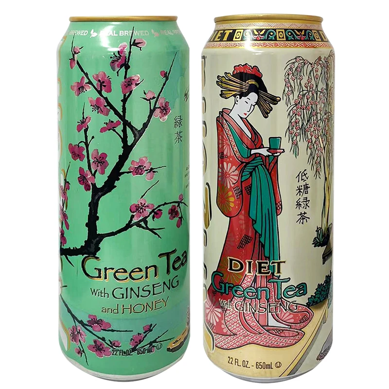 美国进口亚利桑那绿茶味冰茶650ml/罐装茶饮料健怡