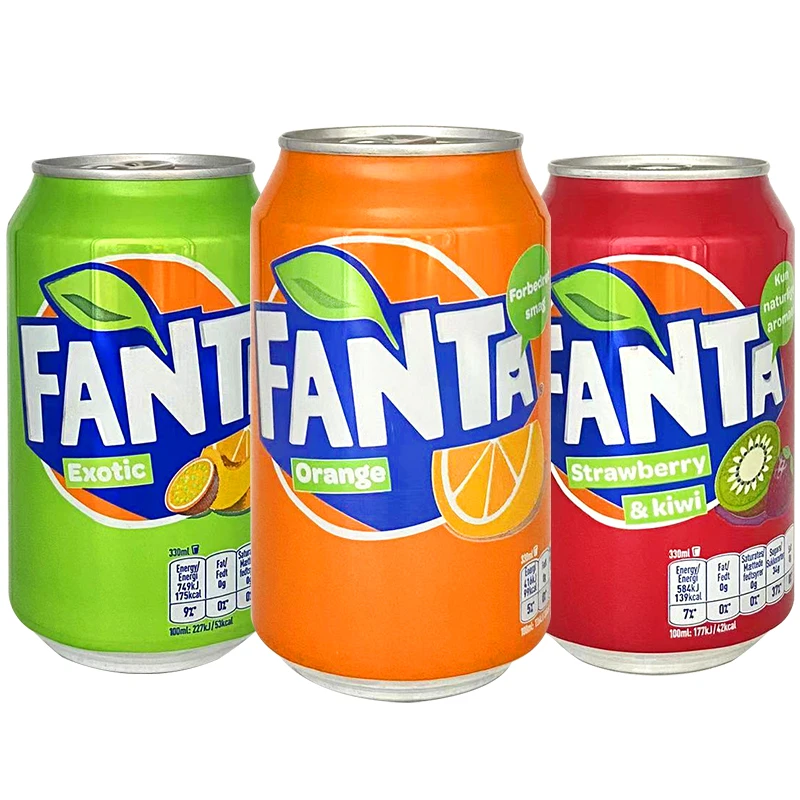 Fanta/芬达德国进口芬达汽水碳酸饮料330ml/罐草莓猕猴桃味夏日必备饮品