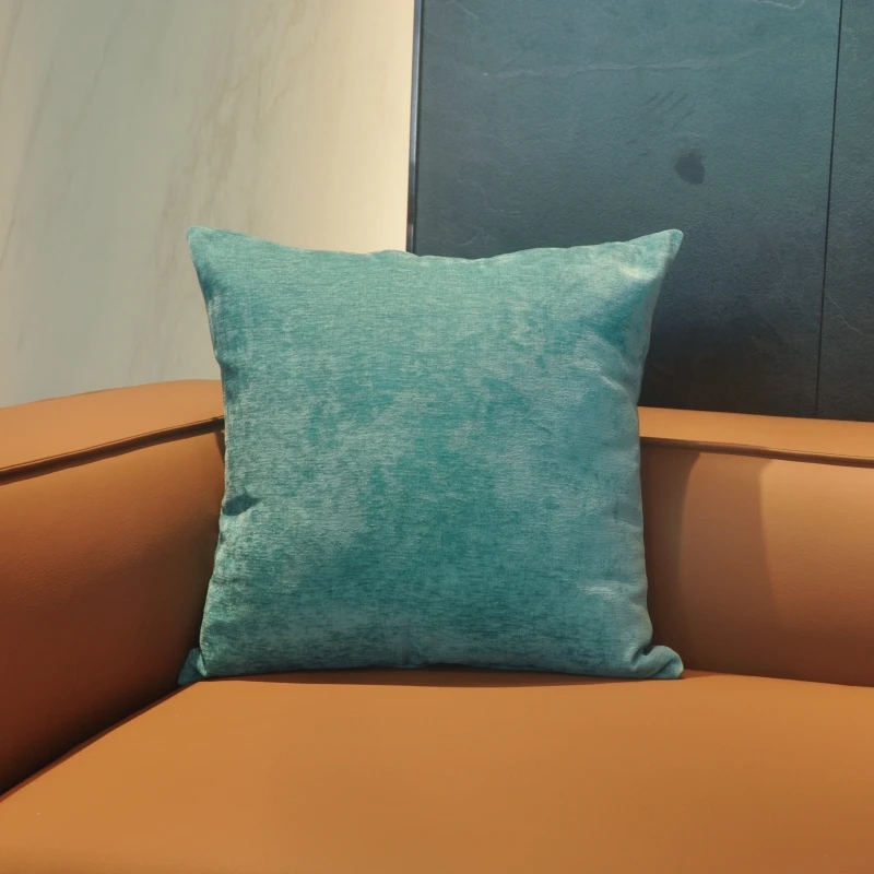 春绿秋红蓝色抱枕套双面雪尼尔背垫套靠背套简约可拆正方形不含芯