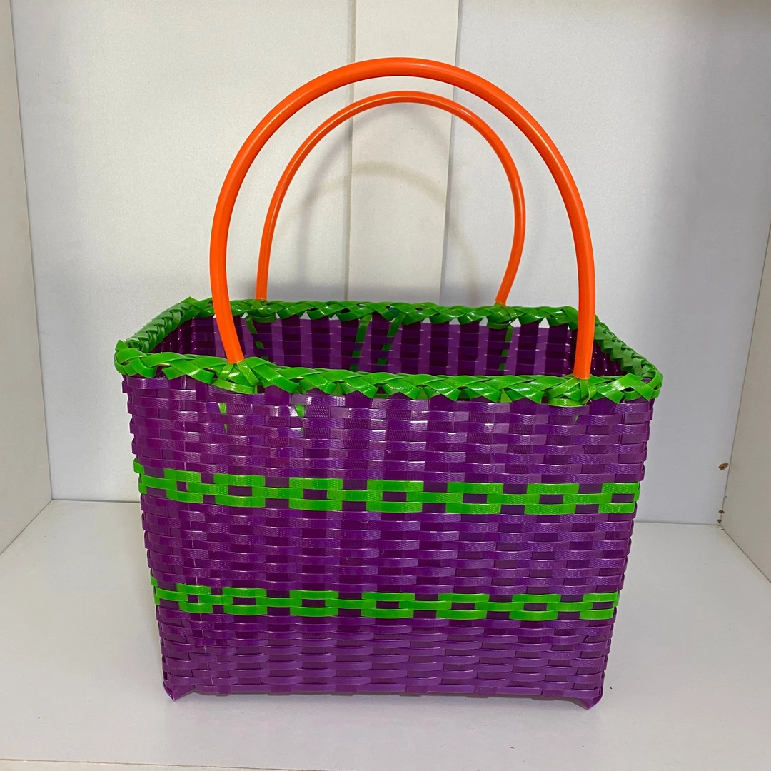 手编提篮子纯手工篮子手提洗澡家用拜神篮子塑料长方形买菜菜篮子