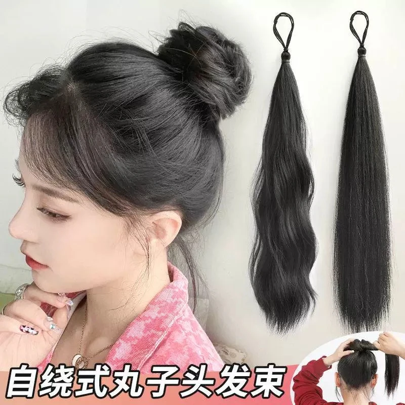 发圈款发束丸子头假发一体式仿真发自然颅顶蓬松神器花苞头盘发包