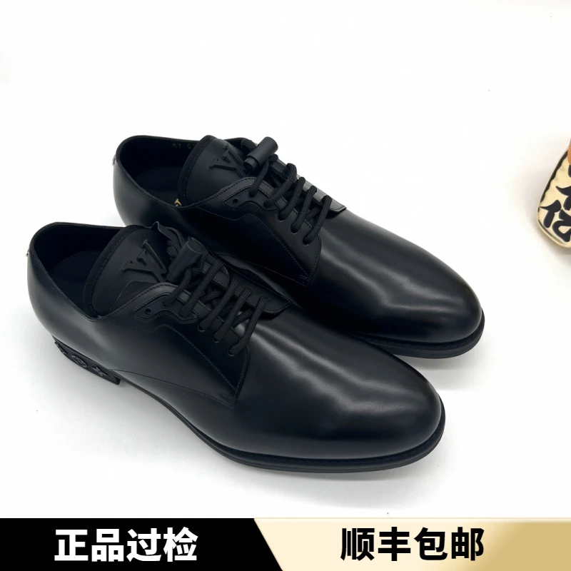 未使用 LouisVuitton/路易威登 男士纽扣带亮黑色正装皮鞋 多尺码