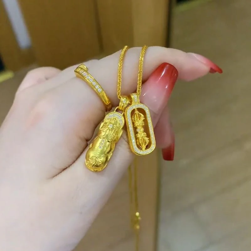 铜合金项链 古法金色项链女精致时尚百搭民族风设感项链
