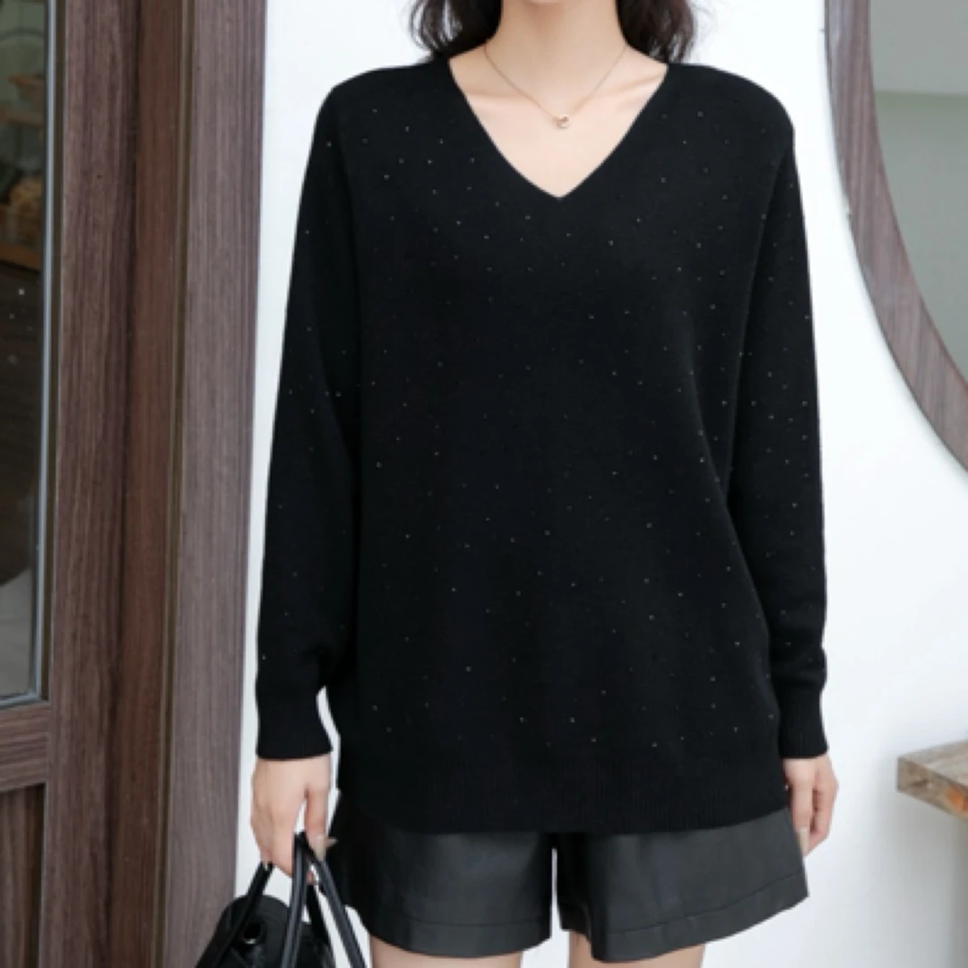 风之信大码针织衫胖mm宽松长袖毛衣秋冬纯色打底