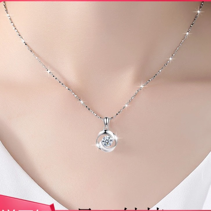 吊坠足银 999纯银项链女四叶草爱心时尚百搭2024年新款送妈妈女友