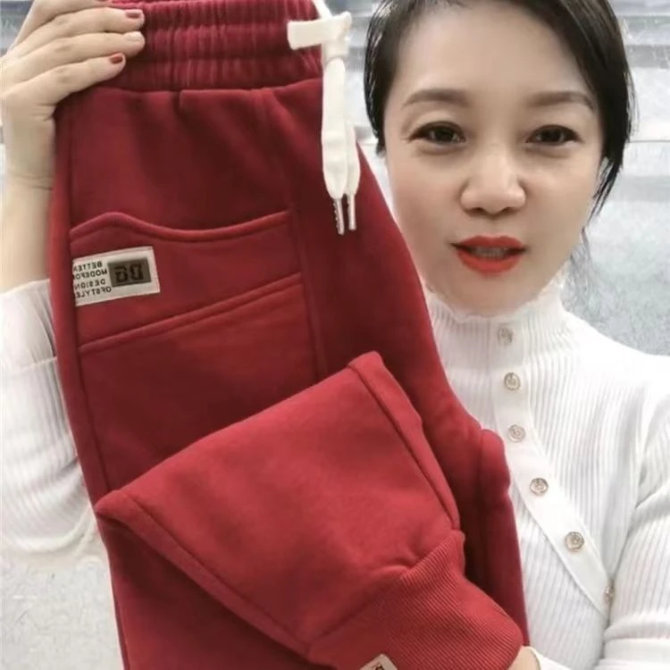 2023秋冬新款加绒显瘦卫裤女宽松束脚哈伦裤小脚百搭休闲运动裤