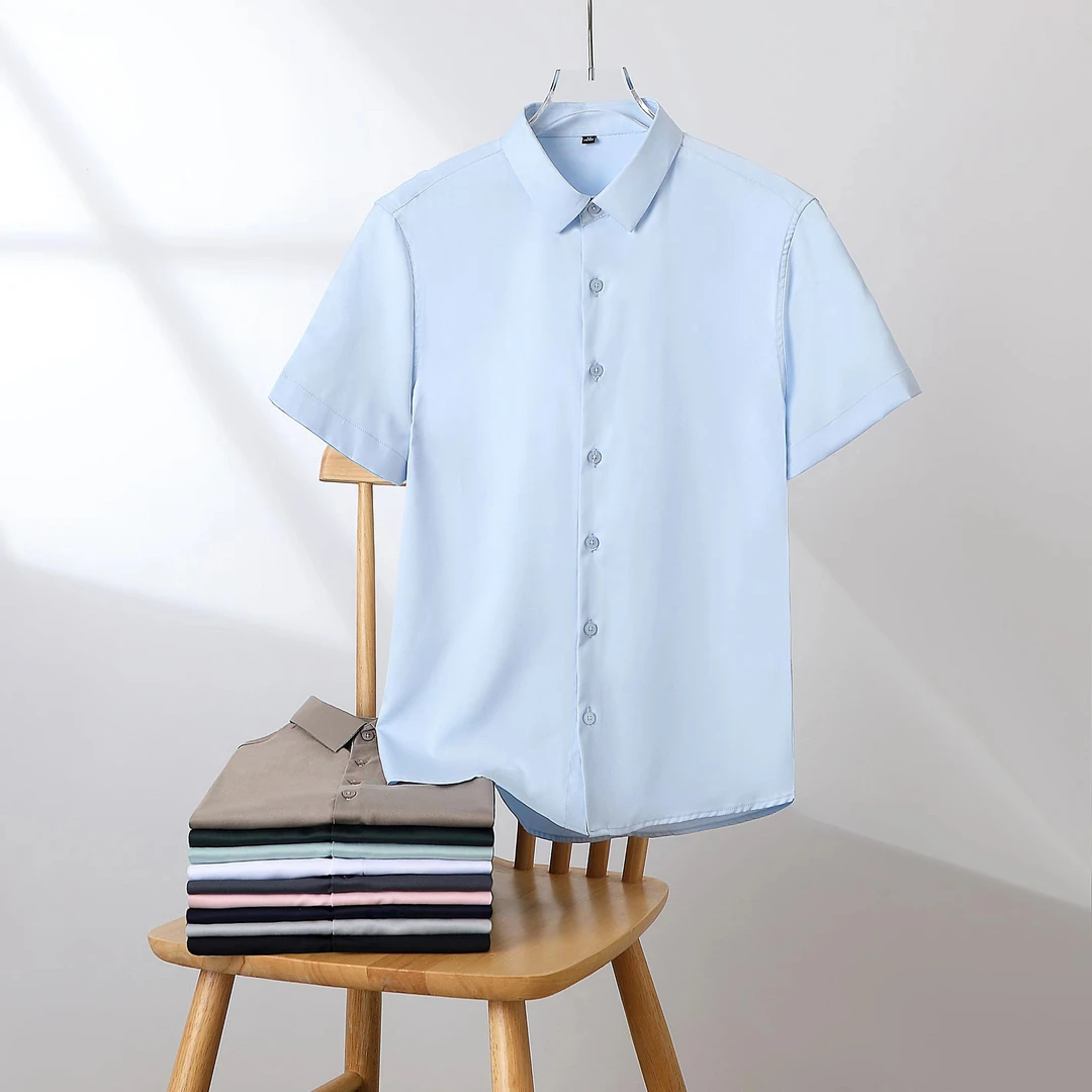 四季新款微弹力免烫抗皱时尚舒适商务高端轻奢长袖短袖白衬衫男