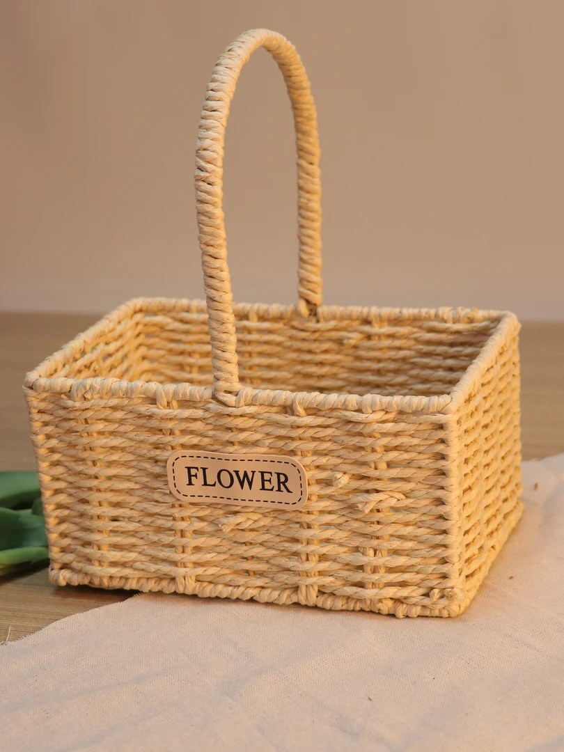 手提花篮手工仿藤编织批发花篮插花装饰摆件