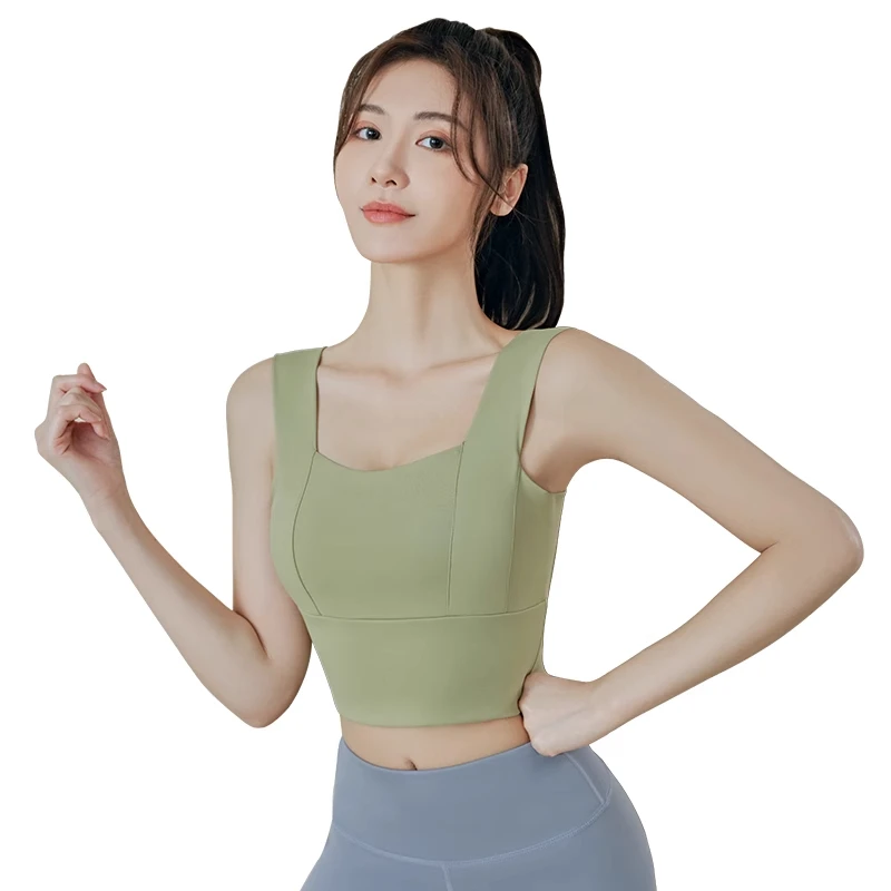 瑜伽服健身服普拉提上衣 豆蔻绿宽肩带文胸 运动SWEIJIN 跑步锻炼