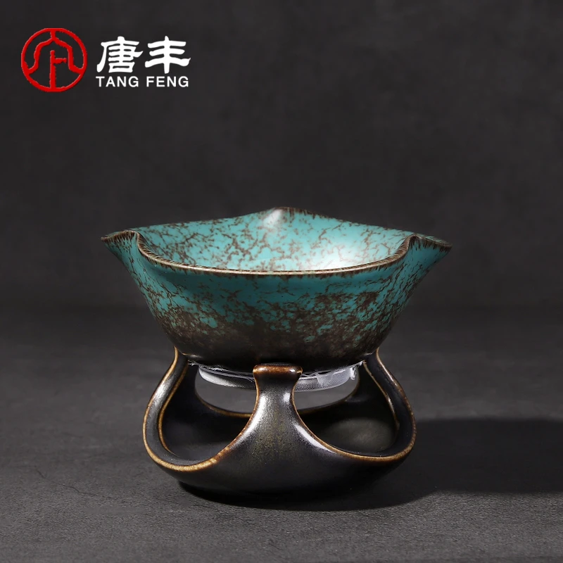 唐丰陶瓷茶漏家用复古个性滤茶器窑变天目釉过滤分茶器功夫茶滤A