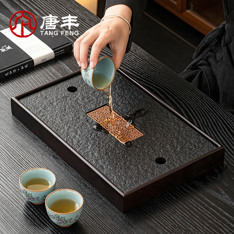 唐丰乌金石茶盘家用茶具托盘办公室茶台干泡台茶盘创意桌面干泡盘