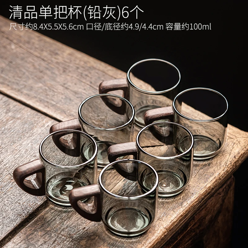 唐丰茶具玻璃小茶杯日式家用茶水杯茶杯6只装品茗杯小玻璃茶杯