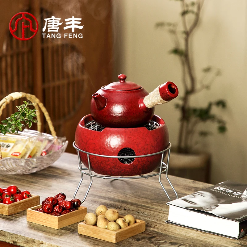 唐丰围炉煮茶壶整套家用庭院陶瓷侧把壶明火炭炉罐罐茶烤火户外s