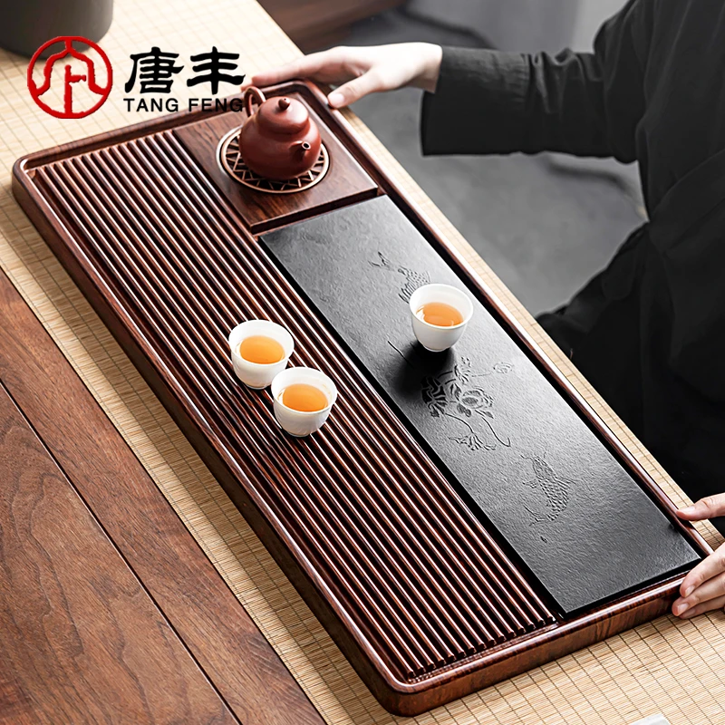 唐丰竹制茶盘家用专用排水式茶台大号简约家用长方形茶盘新中式