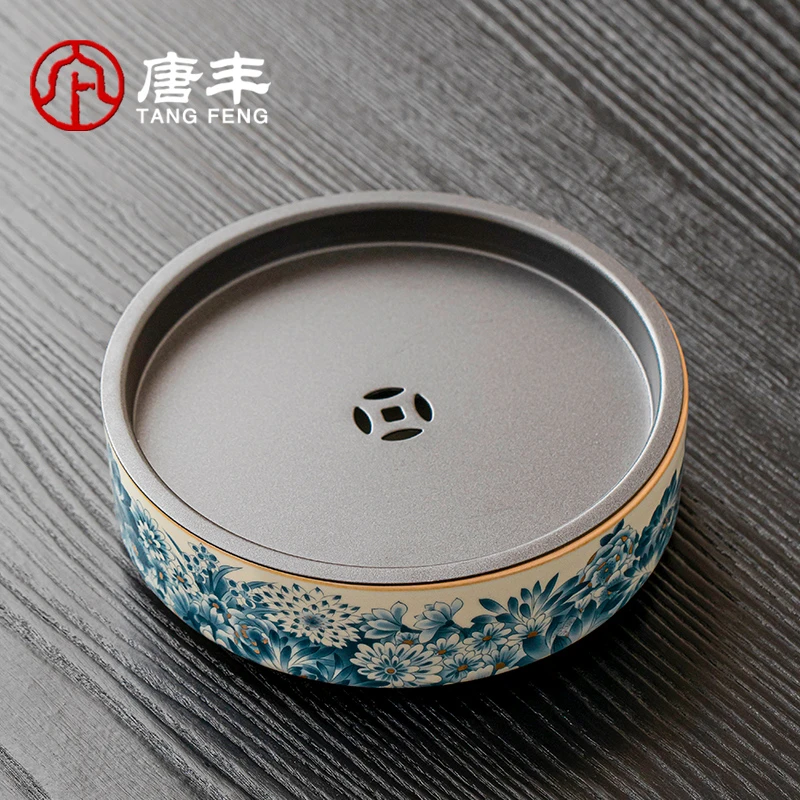 唐丰2025新款青花汝窑储水壶承陶瓷干泡台家用高端茶台干泡台茶盘