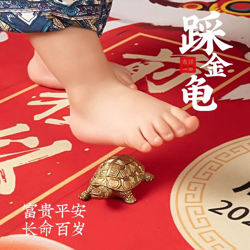 抓周乌龟周岁纪念宝宝踩金龟千年铜龟中式纯手工艺抓周生日摆件