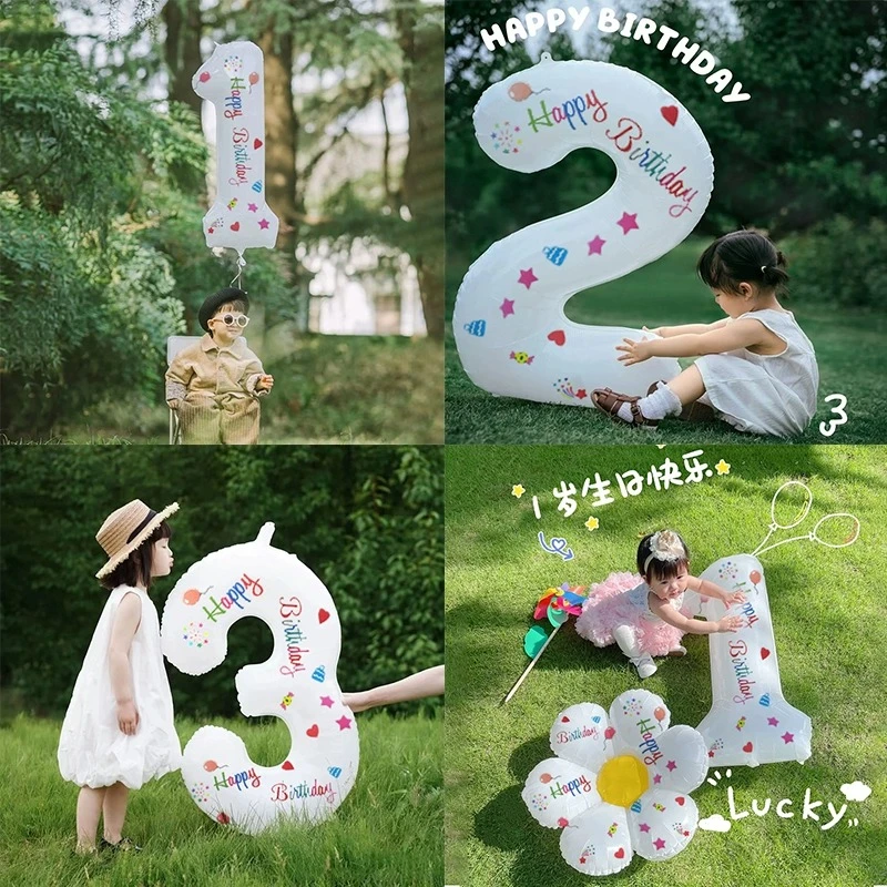 生日数字气球宝宝一周岁派对布置文字展示促销