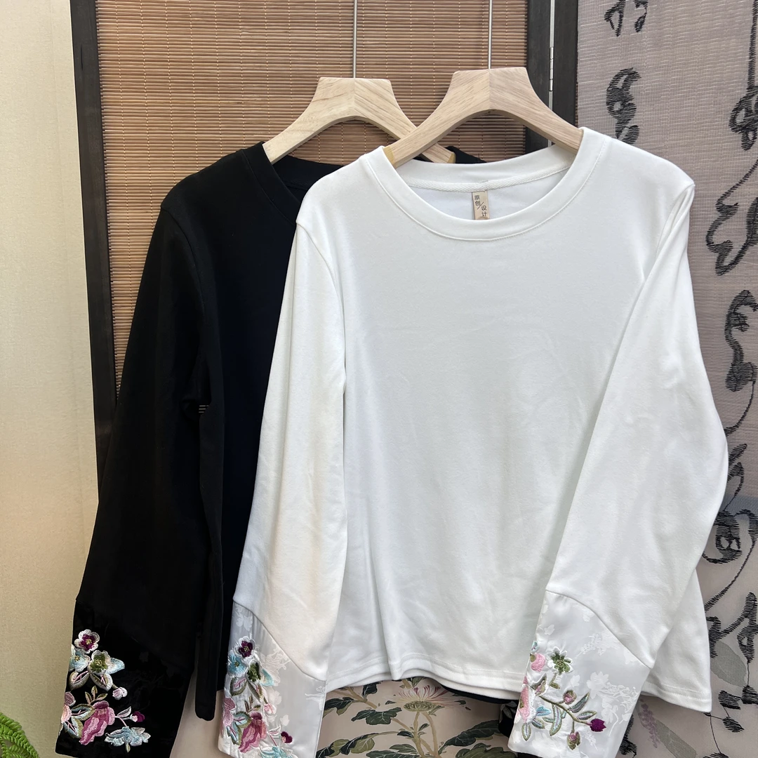 [西丰]衬衫女款长袖休闲打底女士黑色印花秋季