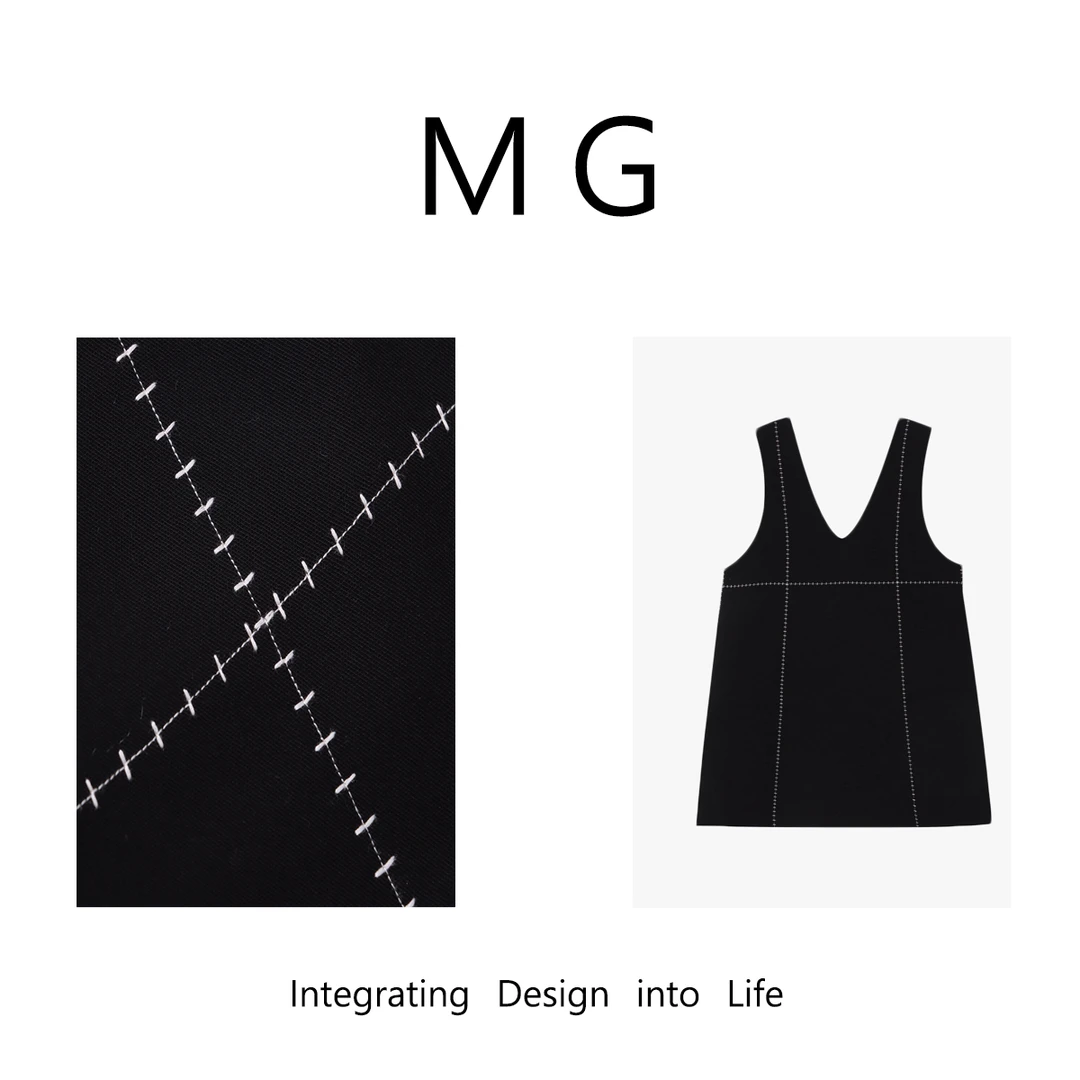 【MG.代代】明线背带裙 品牌设计明线感简约吊带裙连衣裙女DS-0313