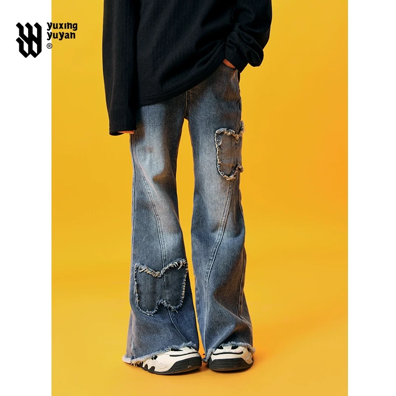 女童春秋牛仔裤2025新款中大童洋气时髦喇叭裤儿童冬装宽松休闲裤