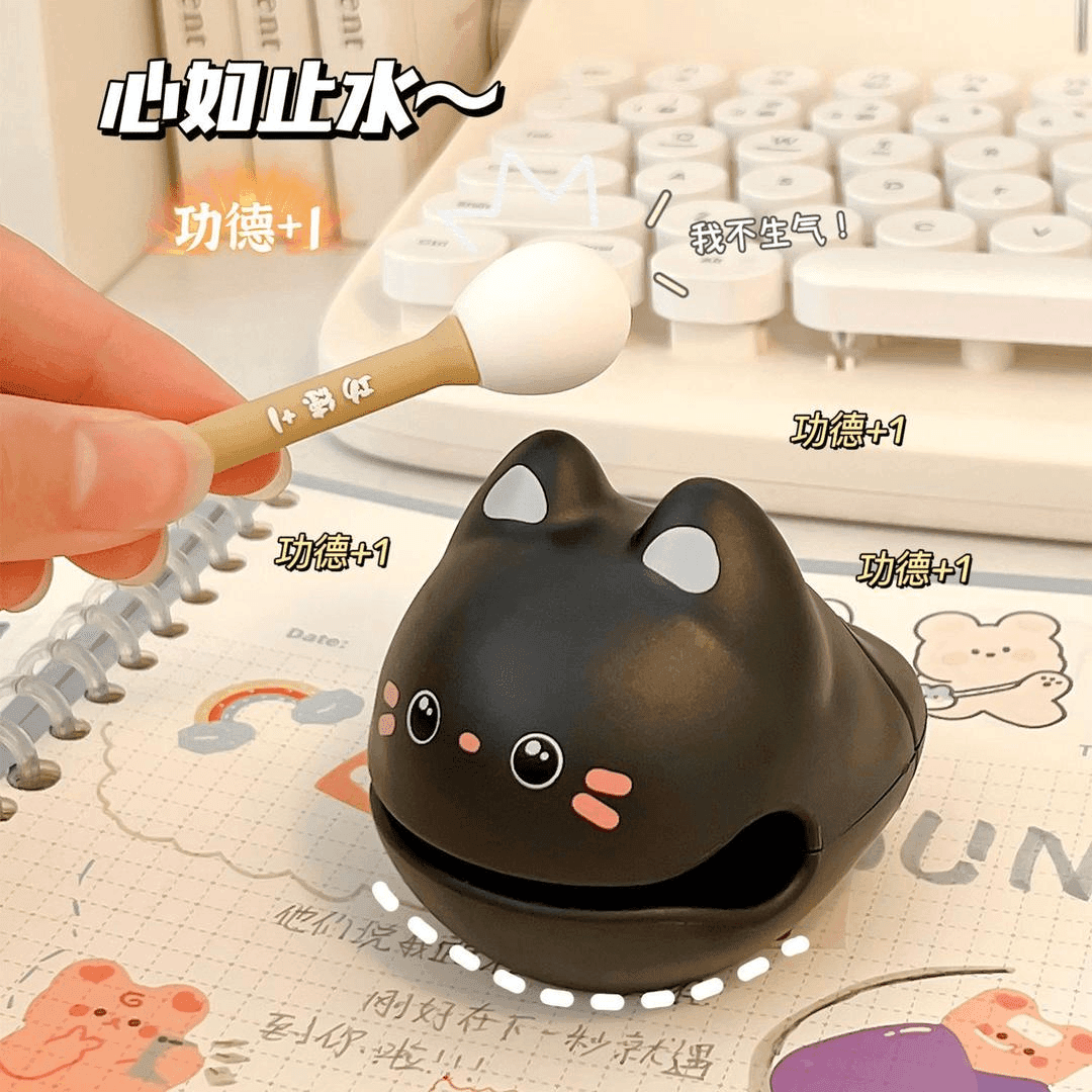 超萌解压木鱼静心摆件办公工位敲打治愈佛系礼物木鱼敲打器摆件